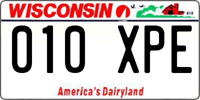 WI license plate 010XPE