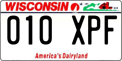 WI license plate 010XPF