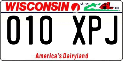 WI license plate 010XPJ