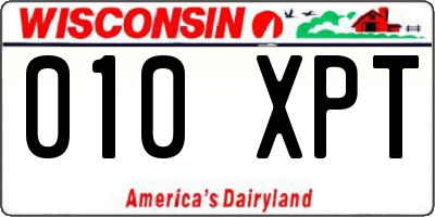 WI license plate 010XPT