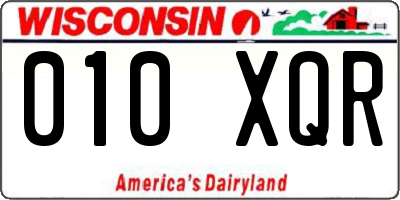 WI license plate 010XQR