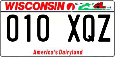 WI license plate 010XQZ