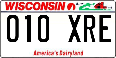 WI license plate 010XRE