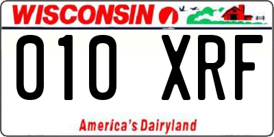 WI license plate 010XRF