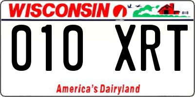 WI license plate 010XRT