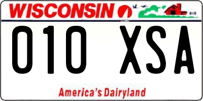WI license plate 010XSA