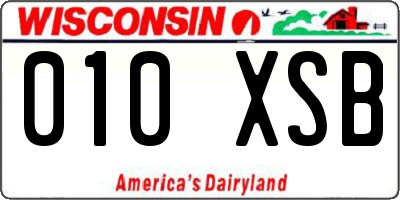 WI license plate 010XSB