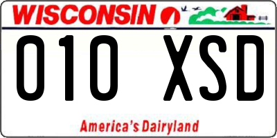 WI license plate 010XSD