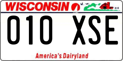 WI license plate 010XSE