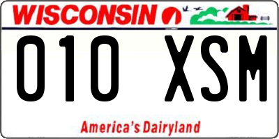 WI license plate 010XSM
