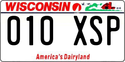 WI license plate 010XSP