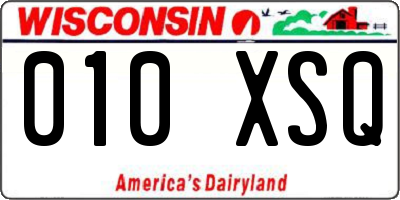 WI license plate 010XSQ