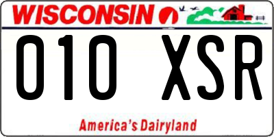 WI license plate 010XSR