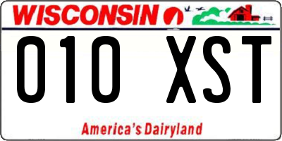 WI license plate 010XST