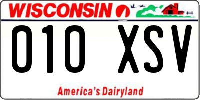 WI license plate 010XSV