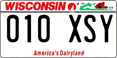 WI license plate 010XSY