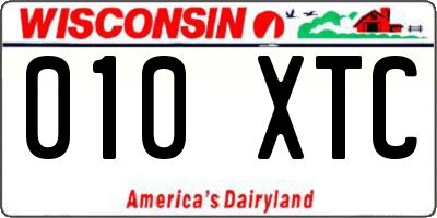 WI license plate 010XTC