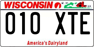 WI license plate 010XTE