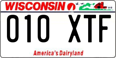 WI license plate 010XTF