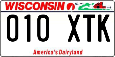 WI license plate 010XTK