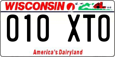 WI license plate 010XTO