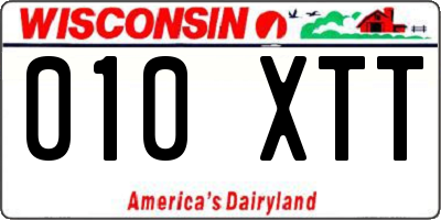 WI license plate 010XTT