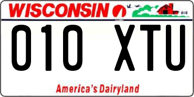 WI license plate 010XTU