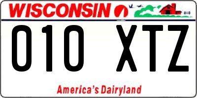 WI license plate 010XTZ