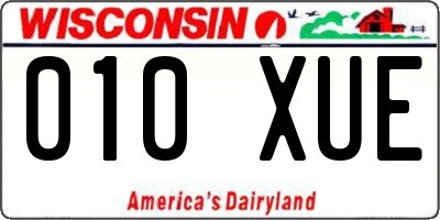 WI license plate 010XUE