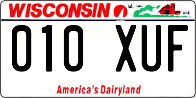 WI license plate 010XUF