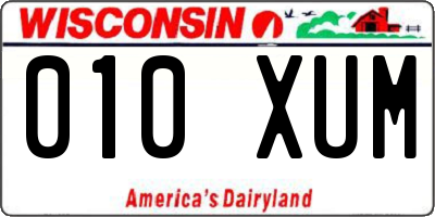WI license plate 010XUM