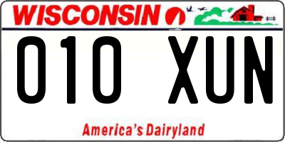 WI license plate 010XUN