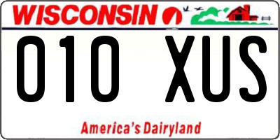WI license plate 010XUS