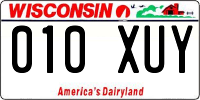 WI license plate 010XUY