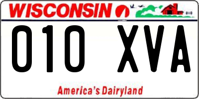 WI license plate 010XVA