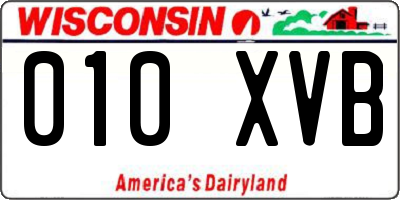 WI license plate 010XVB