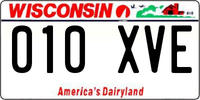 WI license plate 010XVE