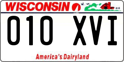 WI license plate 010XVI