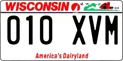 WI license plate 010XVM