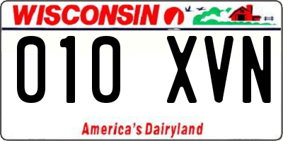 WI license plate 010XVN