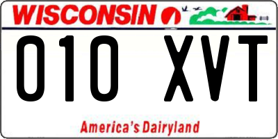 WI license plate 010XVT