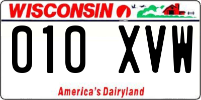 WI license plate 010XVW