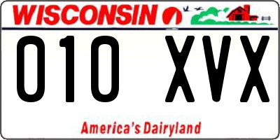 WI license plate 010XVX