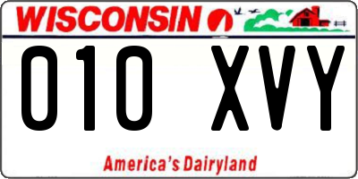 WI license plate 010XVY