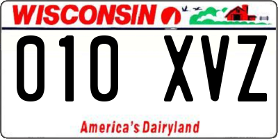 WI license plate 010XVZ