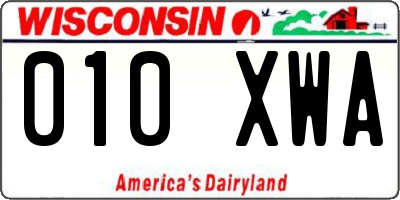WI license plate 010XWA