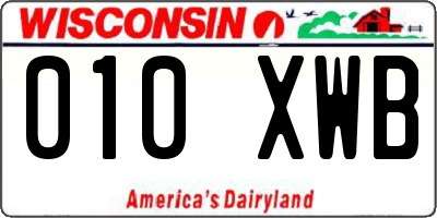 WI license plate 010XWB