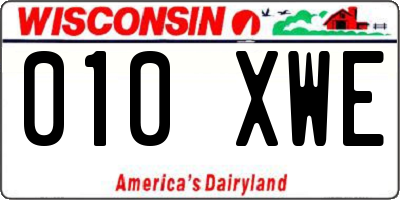 WI license plate 010XWE