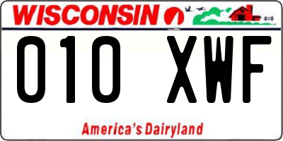 WI license plate 010XWF