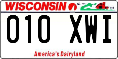 WI license plate 010XWI
